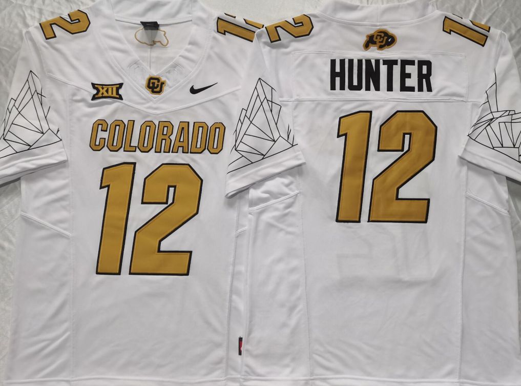 Men Colorado Buffaloes #12 Hunter White 2025 Nike Limited NCAA Jersey style 3